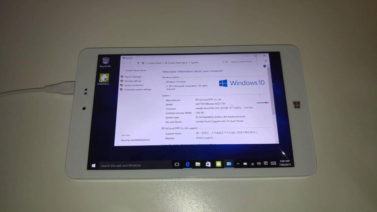Chuwi Hi8 running Official Chuwi Windows 10 image [4K]