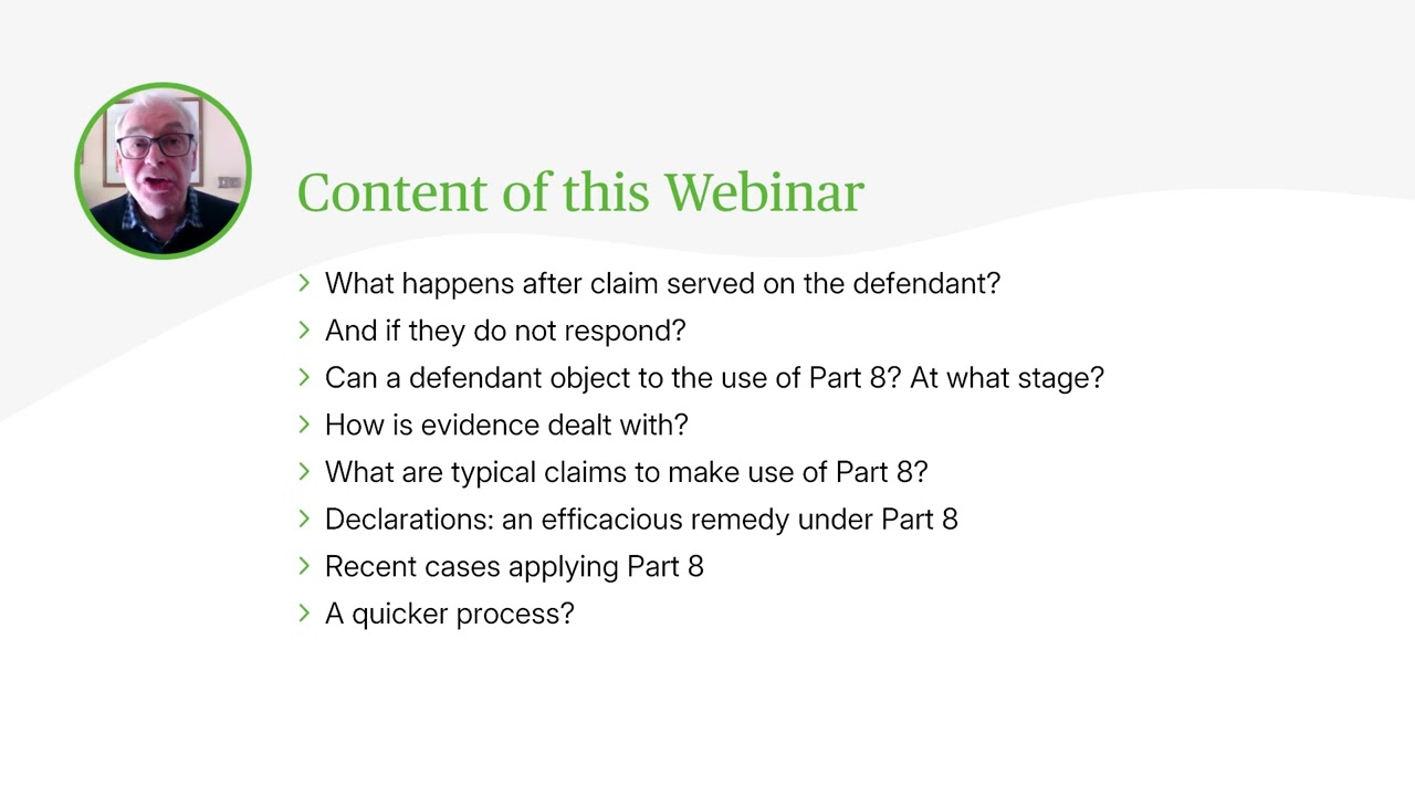 Part 8 Claims - A Bite Sized Guide for Litigators - Webinar