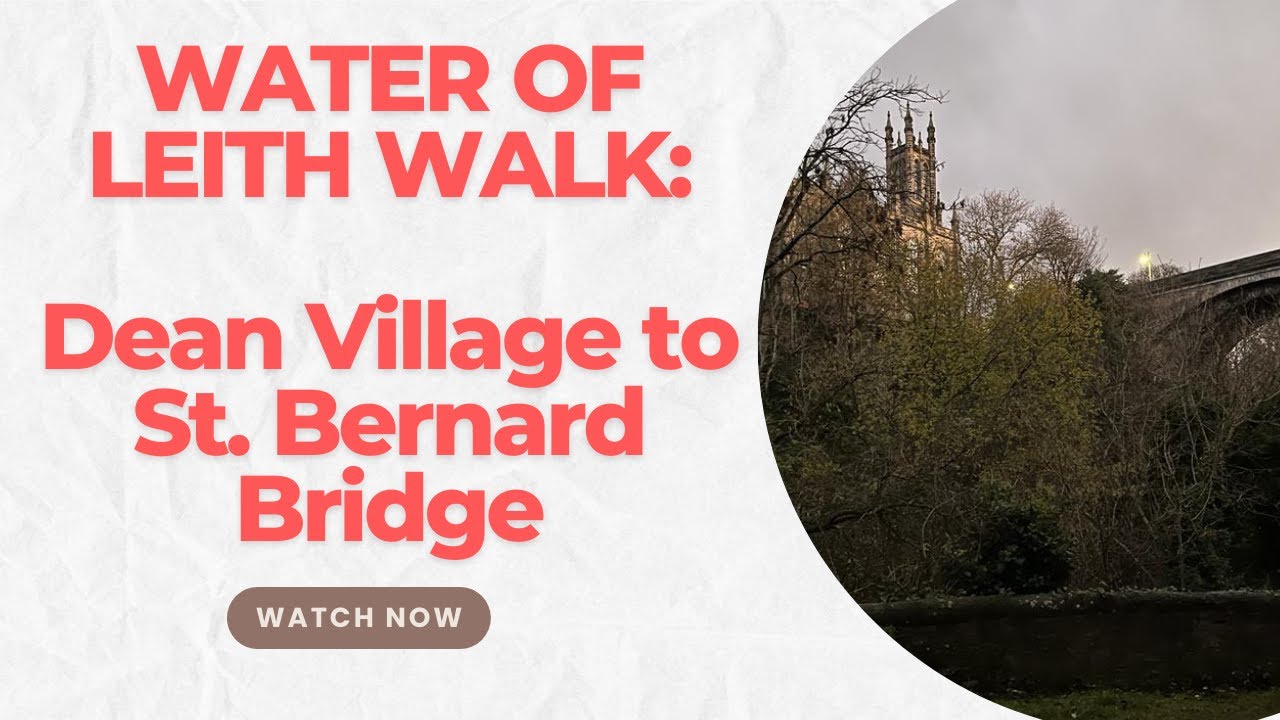 Water of Leith Walkway: Walking tour from Dean Village to St. Bernard Bridge in Edinburgh, Scotland.