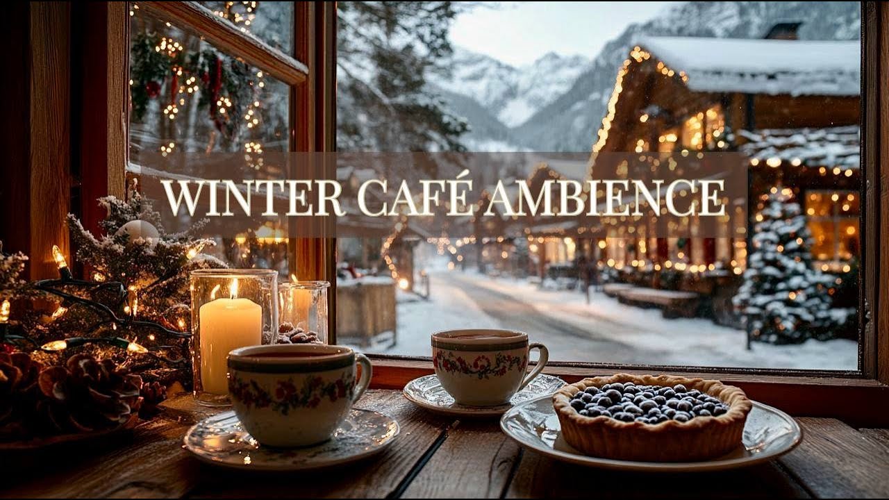 Winter Café Ambience ❄️ Cozy Coffee, Candles & Soft Jazz for Relaxation