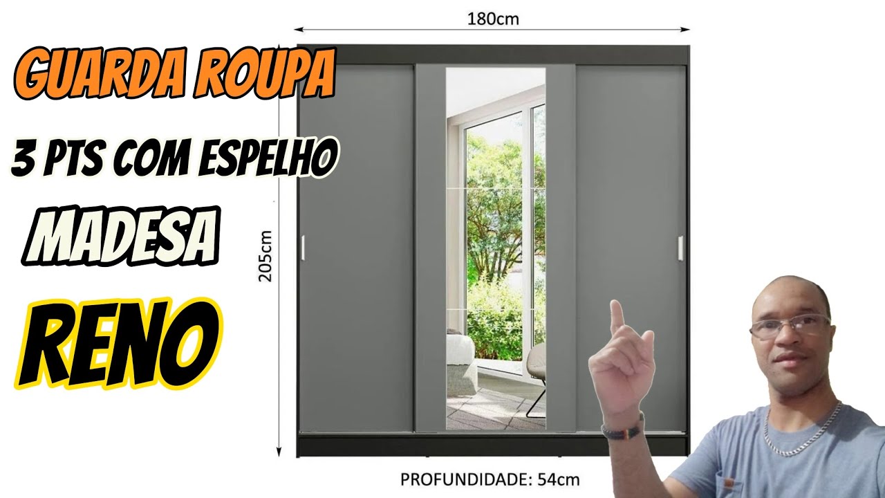 Montagem Guarda-roupa Madesa Reno 3 Portas de Correr !!!