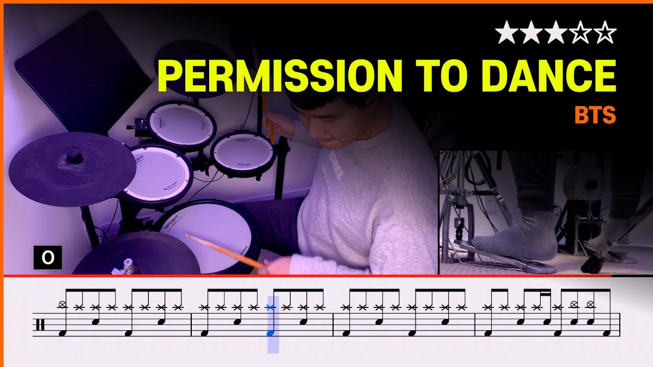 [Lv.12] Permission To Dance - BTS (★★★☆☆) Pop Drum Cover with Sheet Music