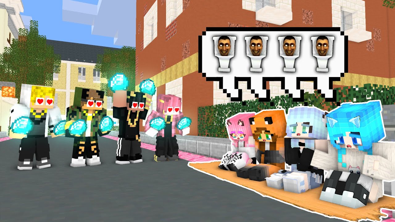 Monster School : POOR CUTE GIRL LOVE RICH BOY 1 & ALL SKIBIDI - Minecraft Animation