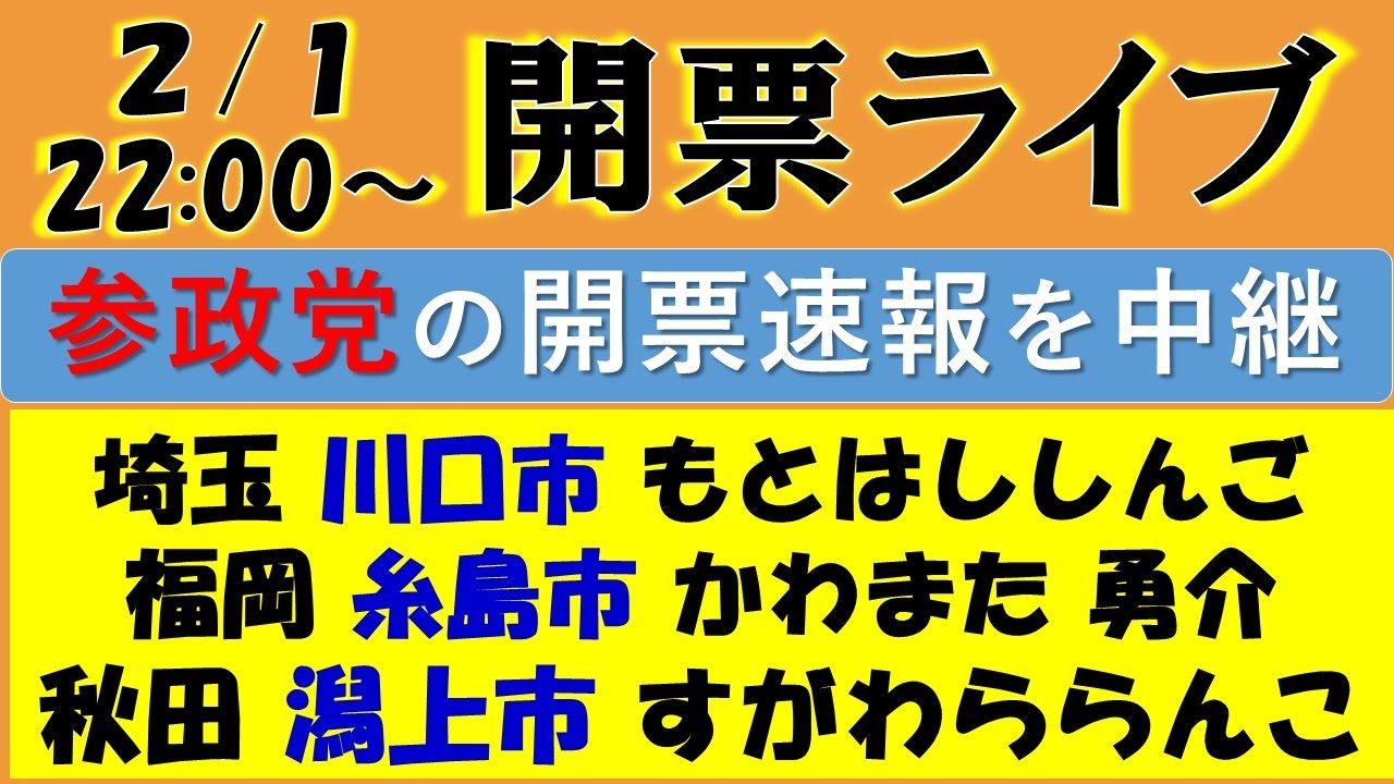 【参政党】３地方選挙の開票ライブ＆衆院選 参政党の序盤情勢共有