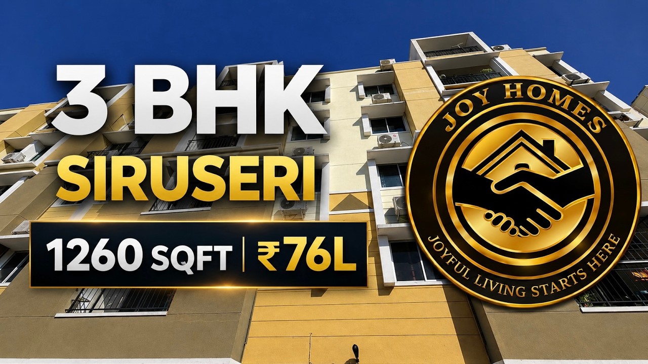 3 BHK Apartment for Sale in KG Earth Siruseri | Semi-Furnished | 1260 Sq Ft | 1 st Floor @76Lakhs