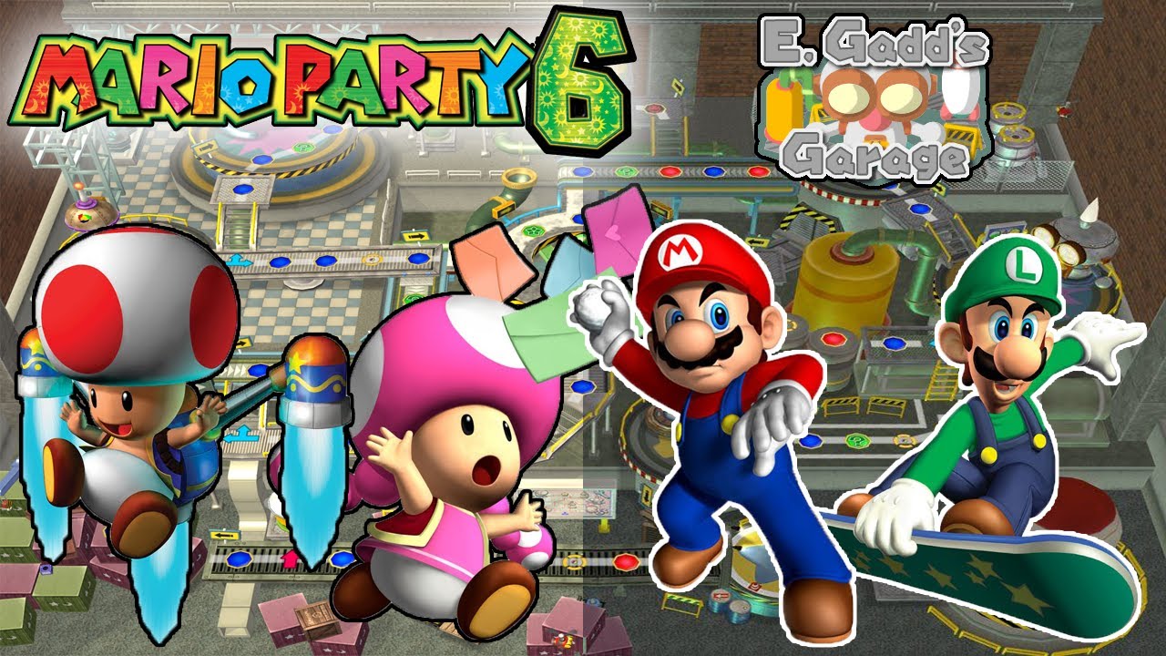 Mario Party 6 - Toad vs Toadette vs Mario vs Luigi - E. Gadd's Garage