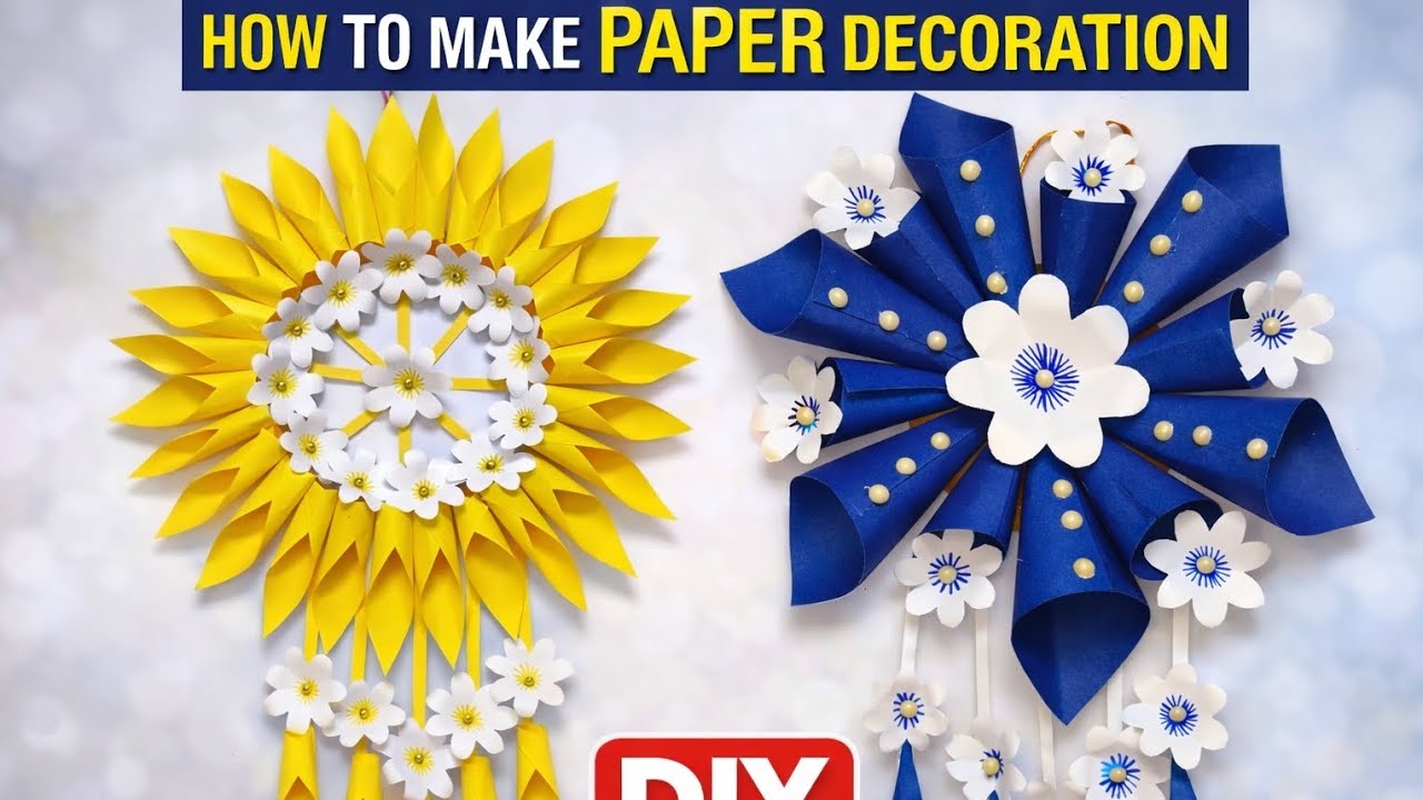 2 unique wall hanging craft ideas 💡 how to make paper decor#diy #viralvideo #craft 