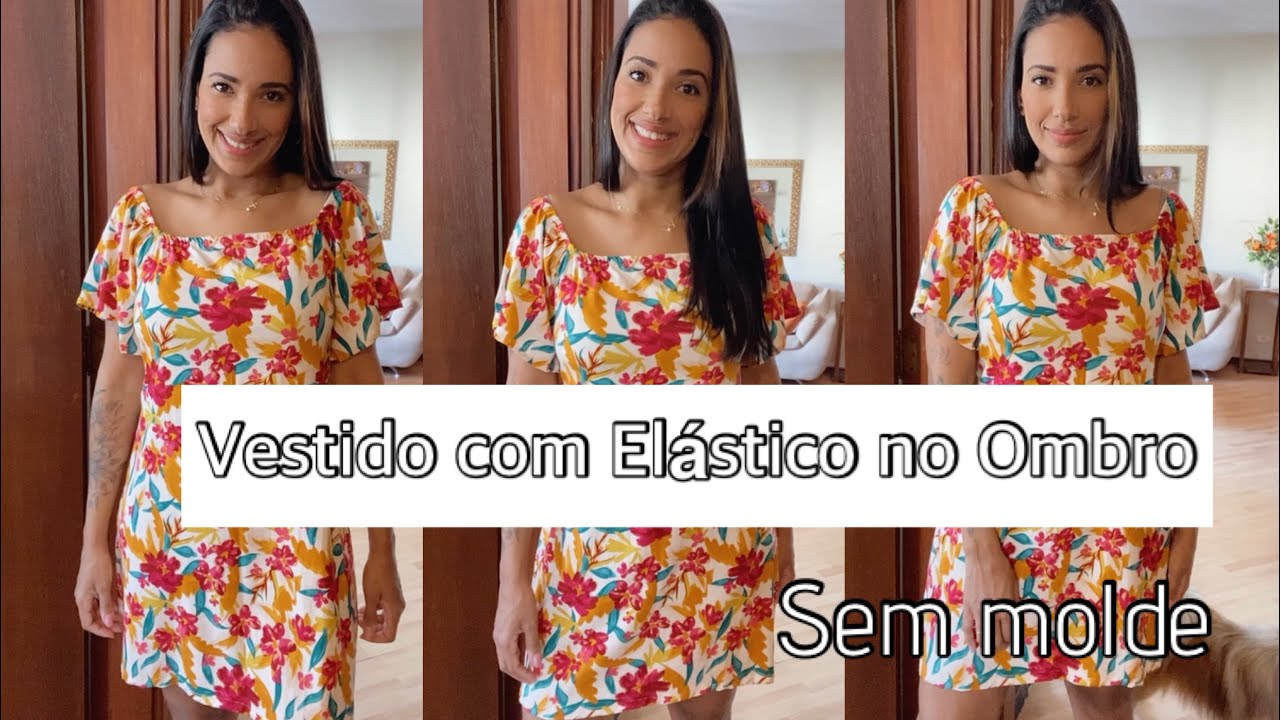 Costura muito fácil, Vestido com elástico no ombro. Para Iniciantes. DIY