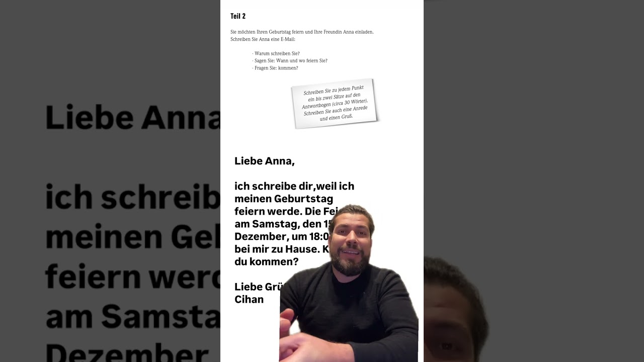 ALMANCA A1 SINAVINDA ÇIKAN E-MAİL ♥️ %100 GARANTİ