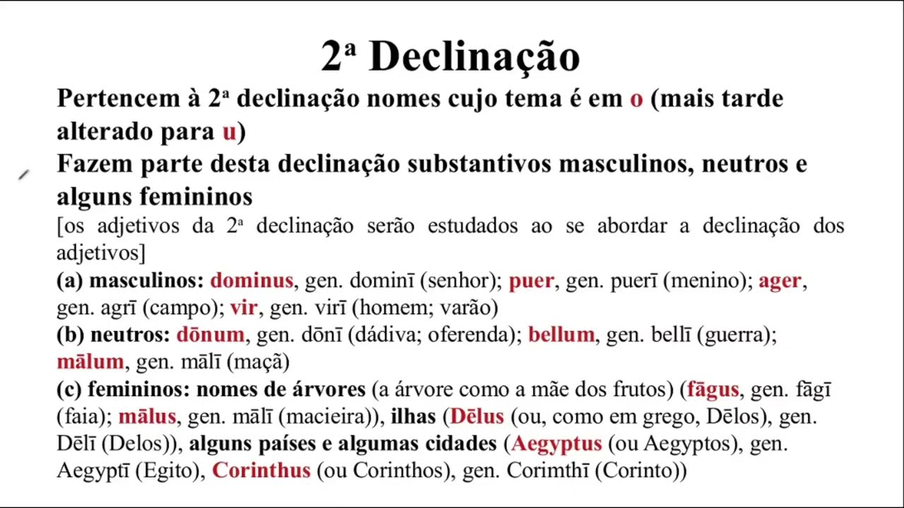 Latim 011 Morfologia Nominal 2a Declinação