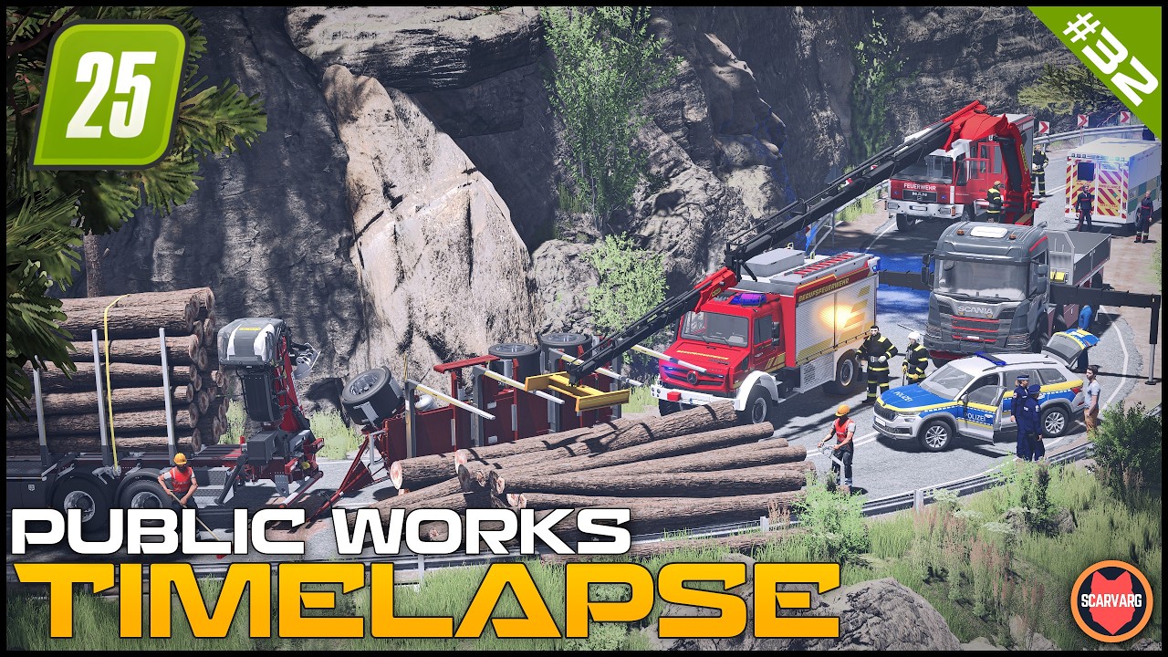 🚧 Timber Truck Crash Clean-up on Steep Pass, Emergency Services On Site ⭐ FS25 Raven Valley Roleplay