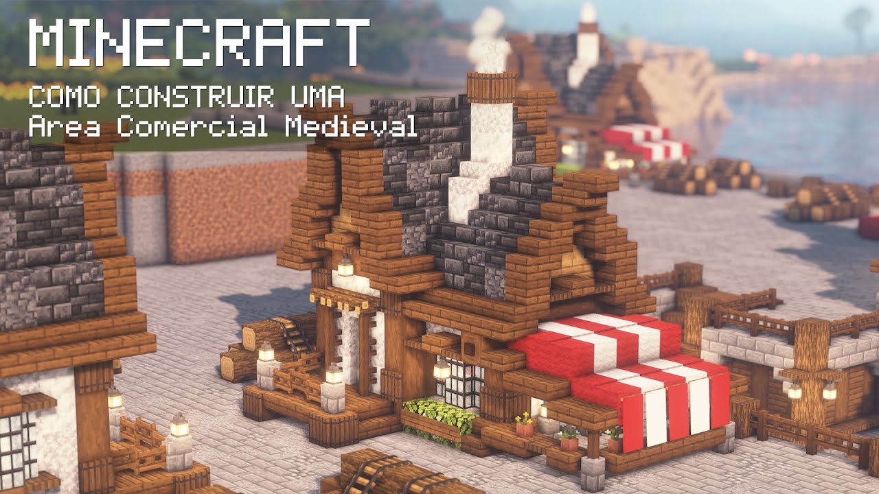 Minecraft | Cidade Medieval | Como Construir Uma Area Comercial Medieval