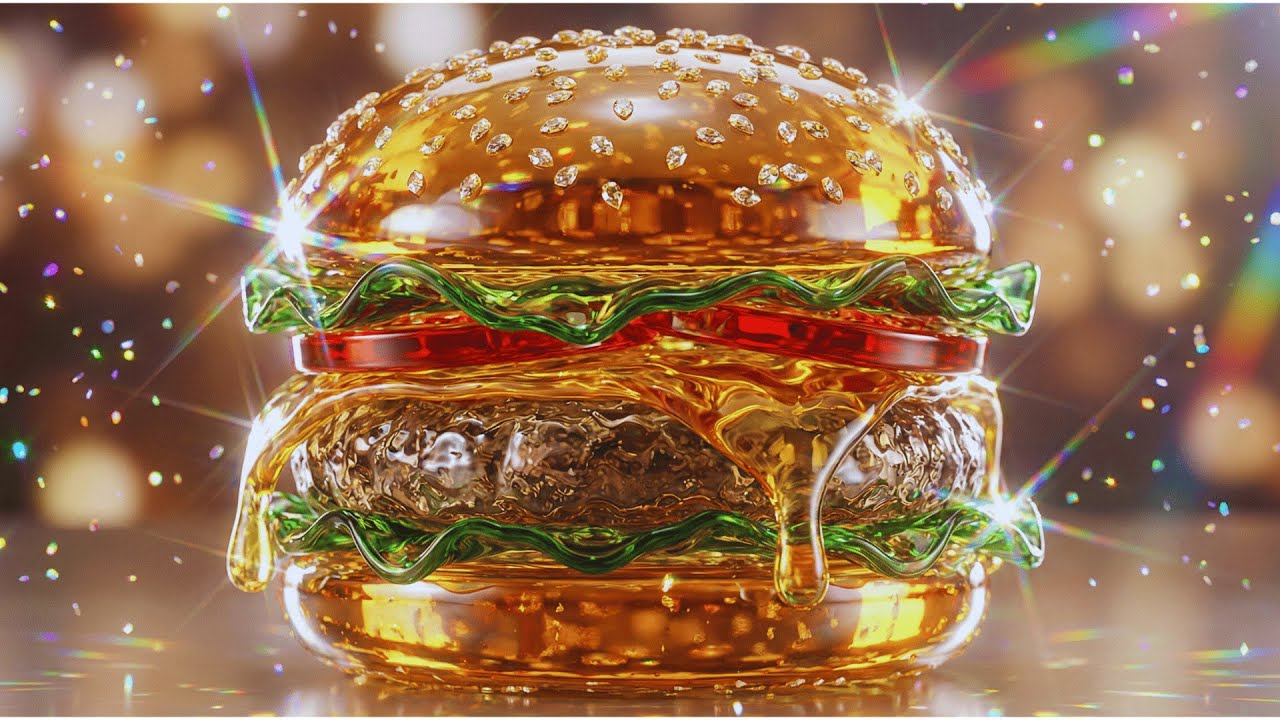 HAMBURGER MADE OF GLASS 🍔HYPNOTIC ODDLY SATISFYING ASMR