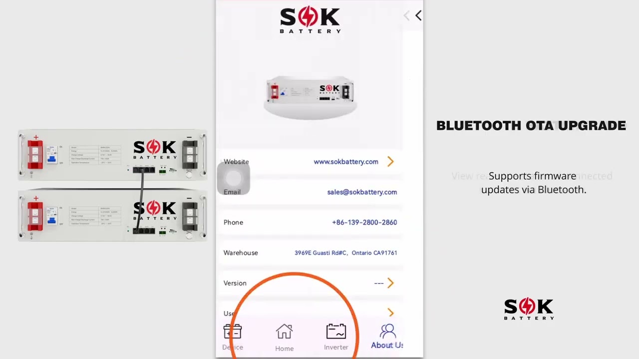 SOK new Gen 51.2V100Ah LiFePO4 Battery Bluetooth function