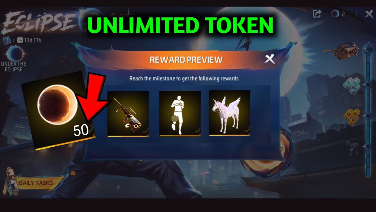 Unlimited Token eclipse Rise event | free fire eclipse event full Details |