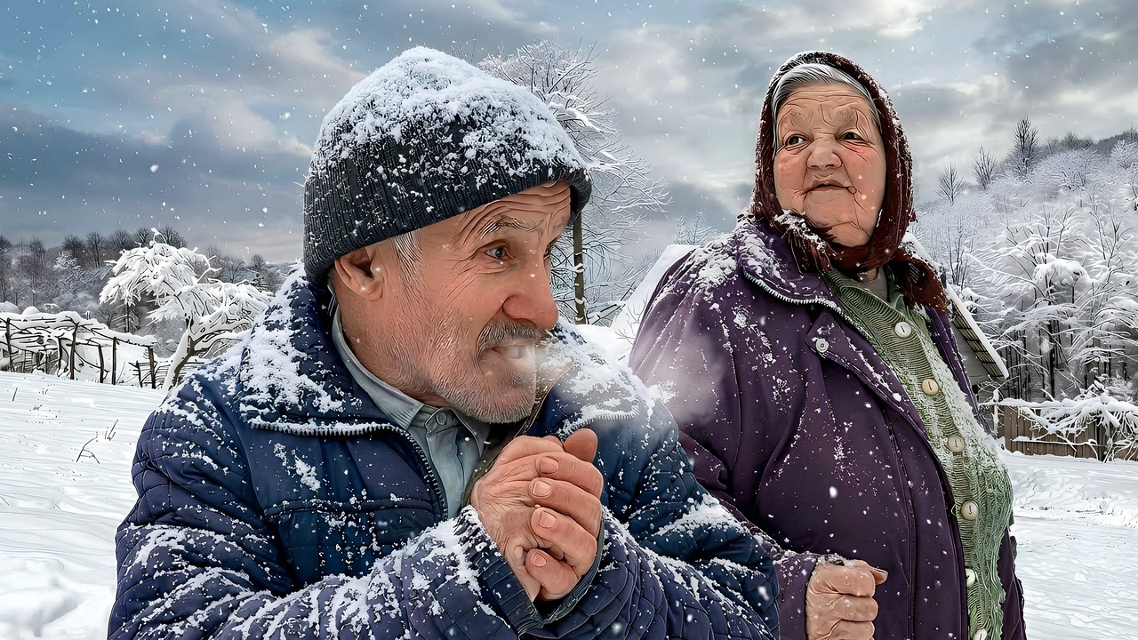 Жизнь в заснеженной горной деревне нерушимой пожилой пары вдали от цивилизации