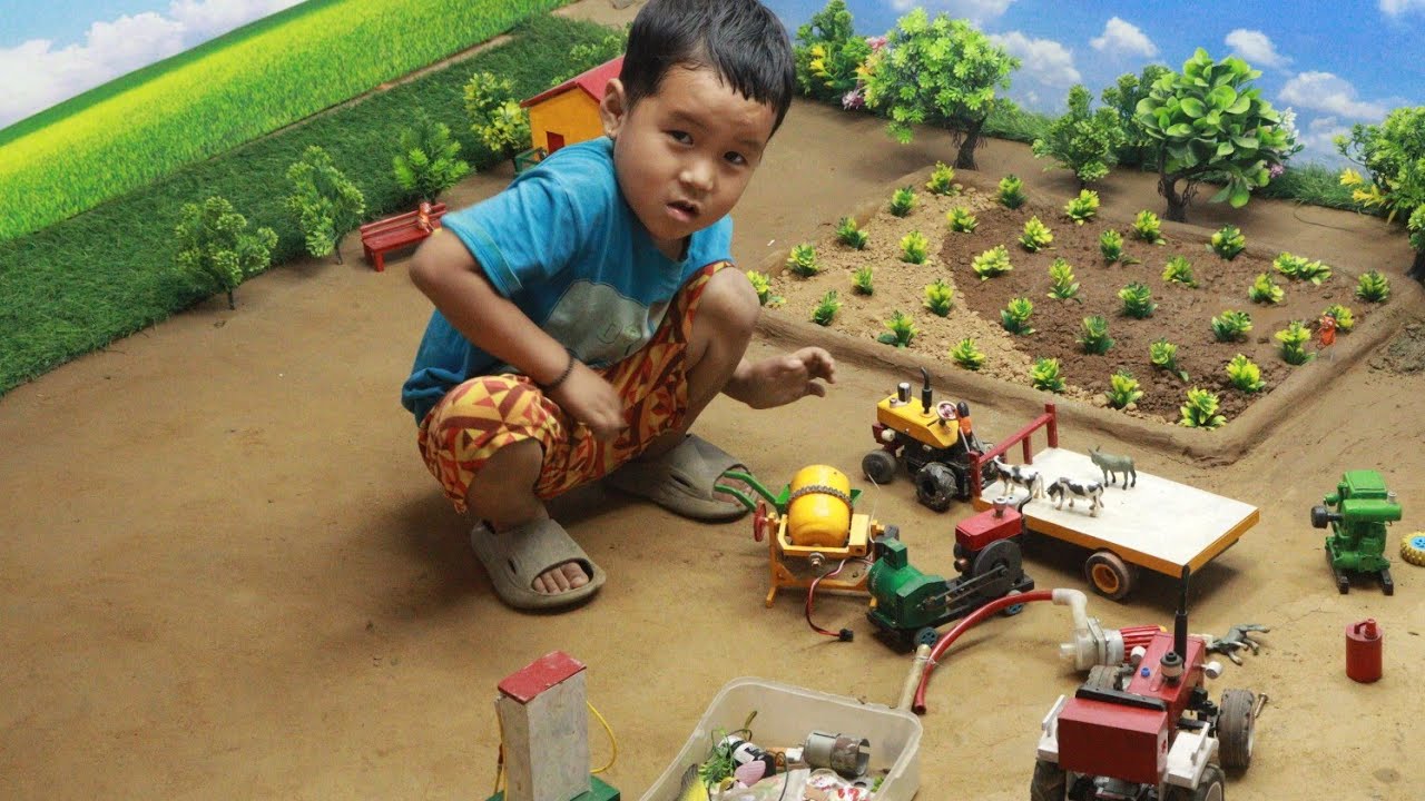 Little Brother Playing Alone with Mini Tractor & Farm Toys 🚜 | payama chhehma #shorts