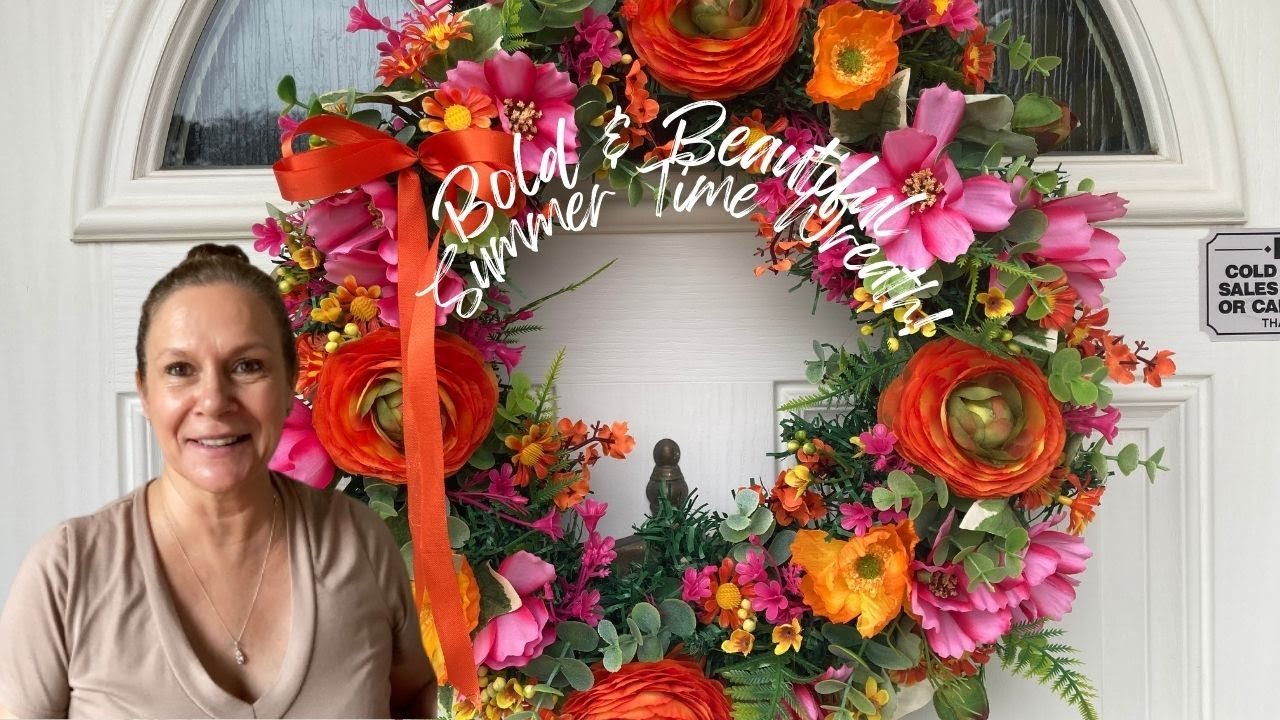 💐BOLD AND BEAUTIFUL SUMMER TIME WREATH.  DIY STEP BY STEP GUIDE. UK WREATH MAKER💐
