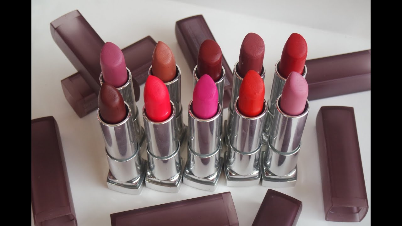 MAYBELLINE SENSATIONAL MATTE Lip swatches 10 shades