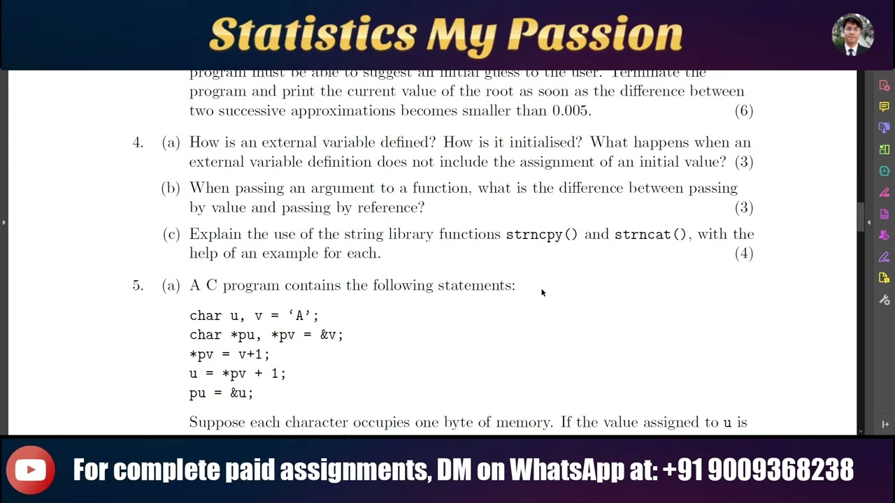 M Sc  MACS a How is an external variable defined？ How is it initialised？