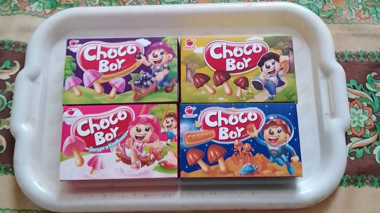 печенье  CHOCOBOY - классика,йогурт клубника,карамель,чёрная смородина (ORION)