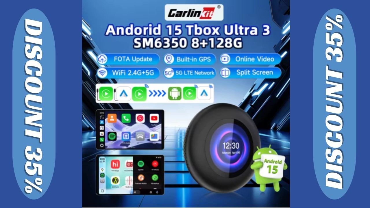 Carlinkit Android 15 беспроводной видеоадаптер CarPlay Android Auto AI Box 2026 с поддержкой 5G L...
