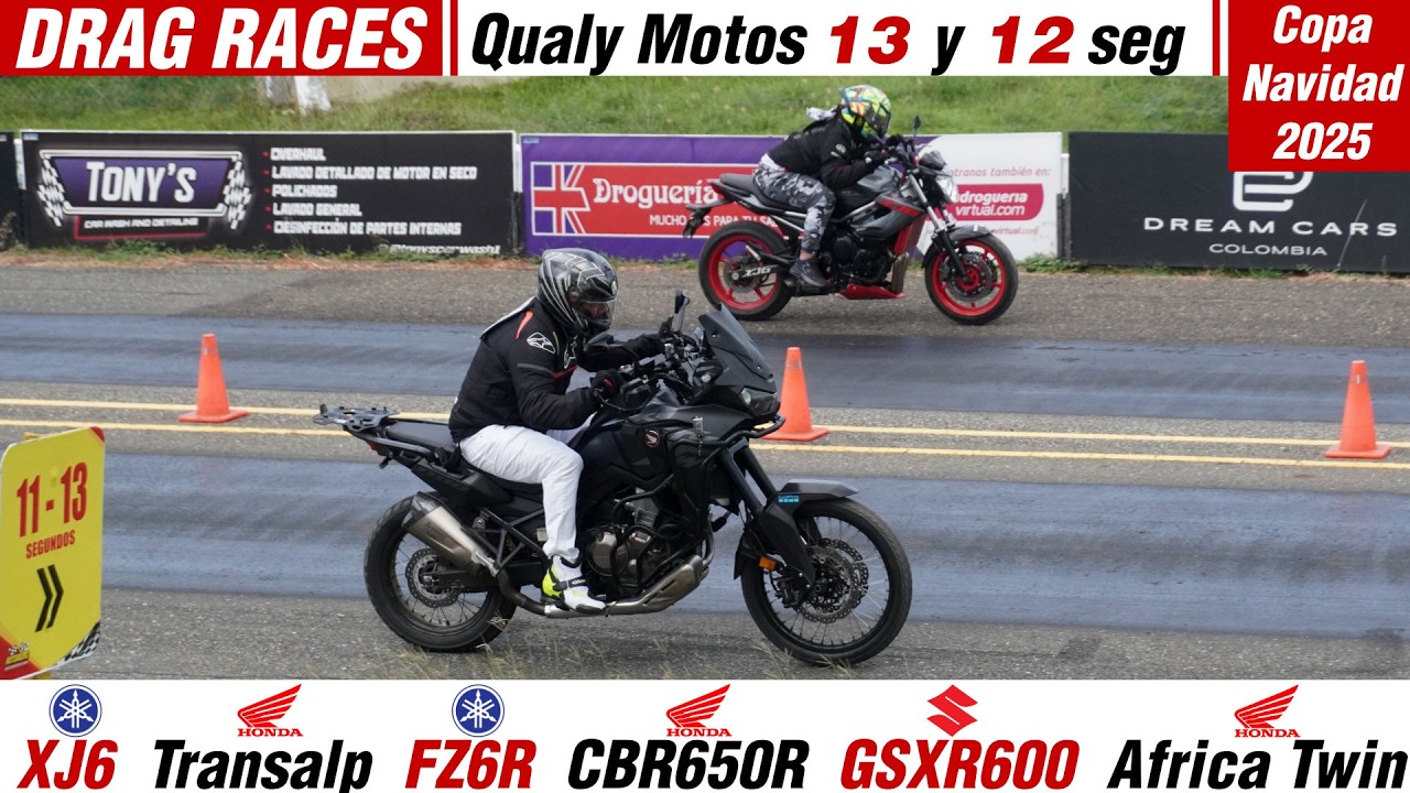 DRAG RACES ⏱️ Qualy: XJ6 ❎ New Transalp ❎ FZ6R ❎ XBR650R ❎ Africa Twin 🔥 13 y 12s Copa Navidad 2025