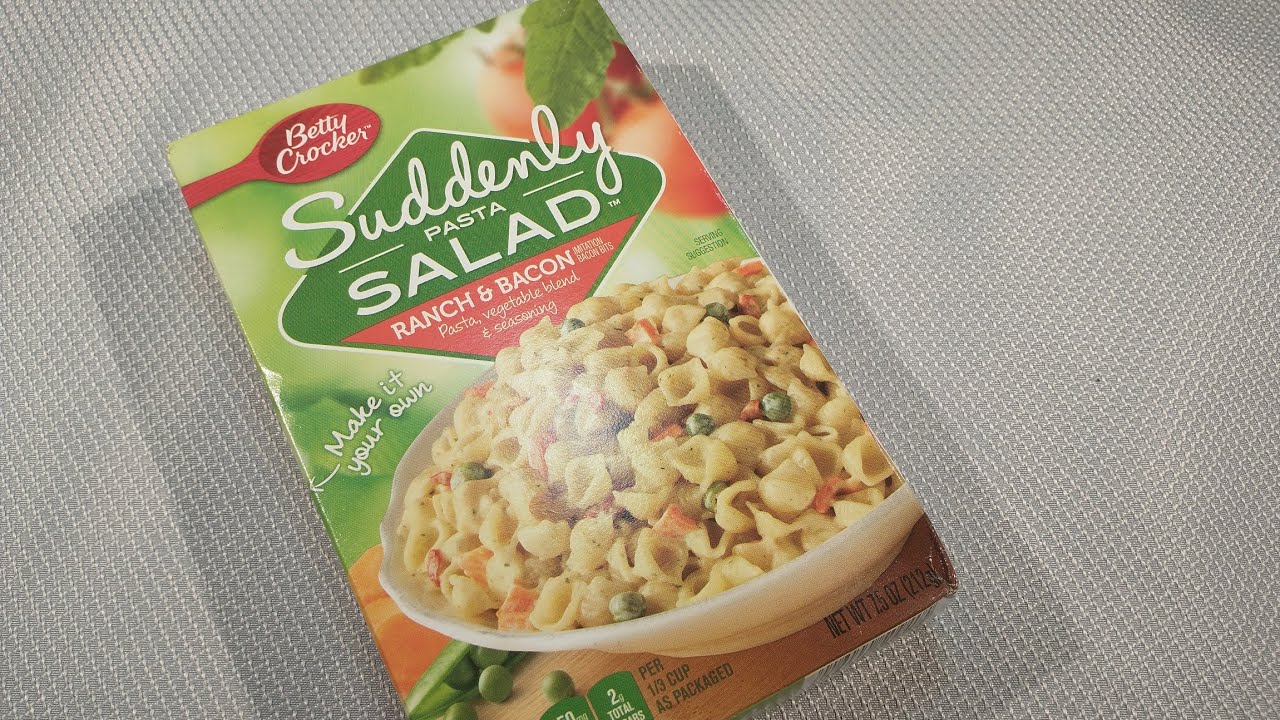 Making Betty Crocker Suddenly Pasta Salad Bacon and Ranch Flavor