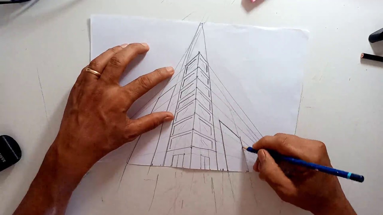 PERSPECTIVA 3 PONTOS DE FUGA PRÉDIOS