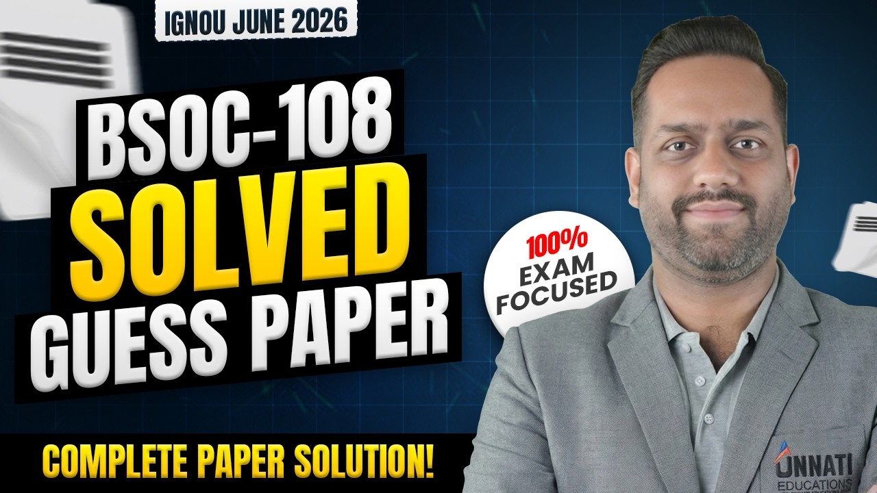 BSOC 108 Guess Paper 2026 | IGNOU BSOC 108 Economic Sociology Important Questions