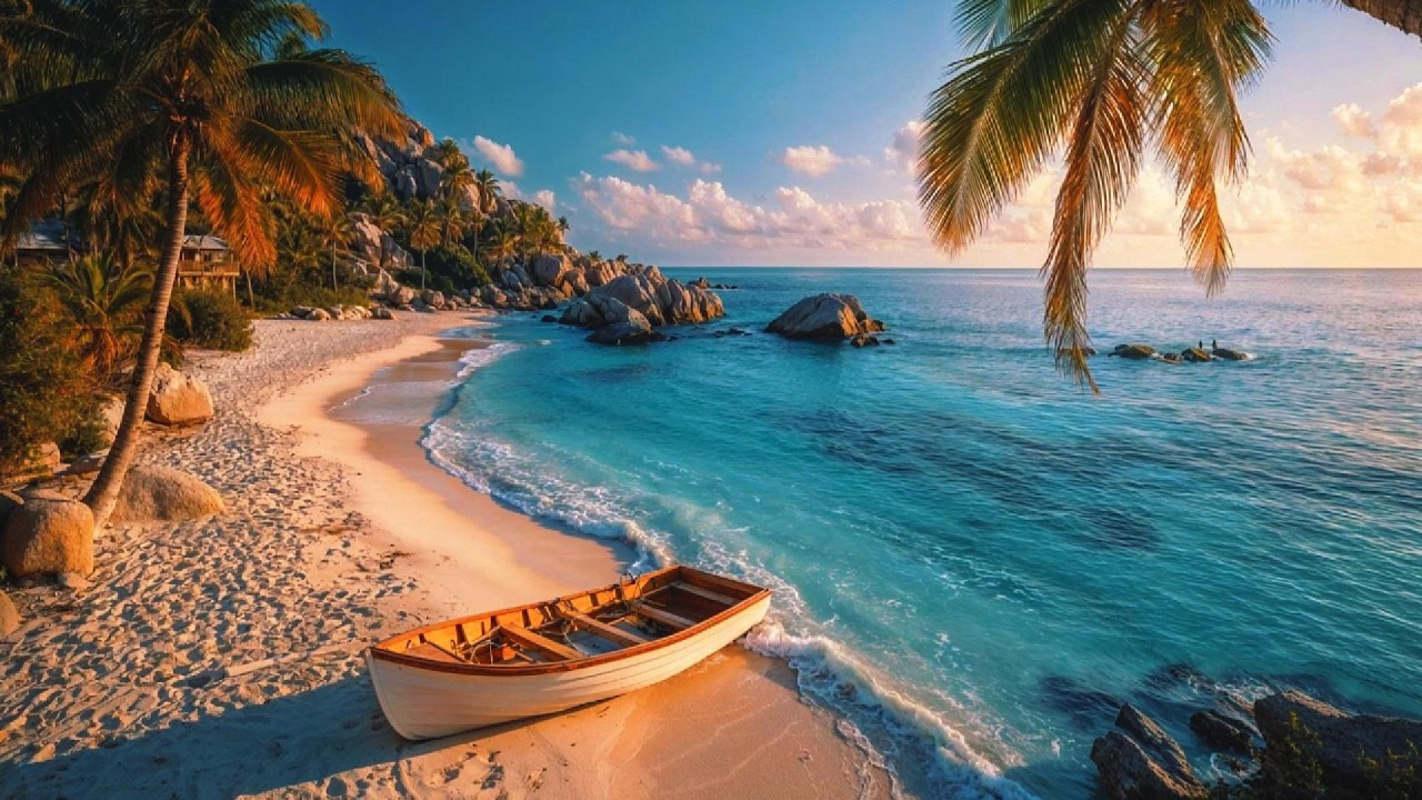 Hidden Beach Jazz 🌴🛶 | Relaxing Ocean Waves & Smooth Jazz