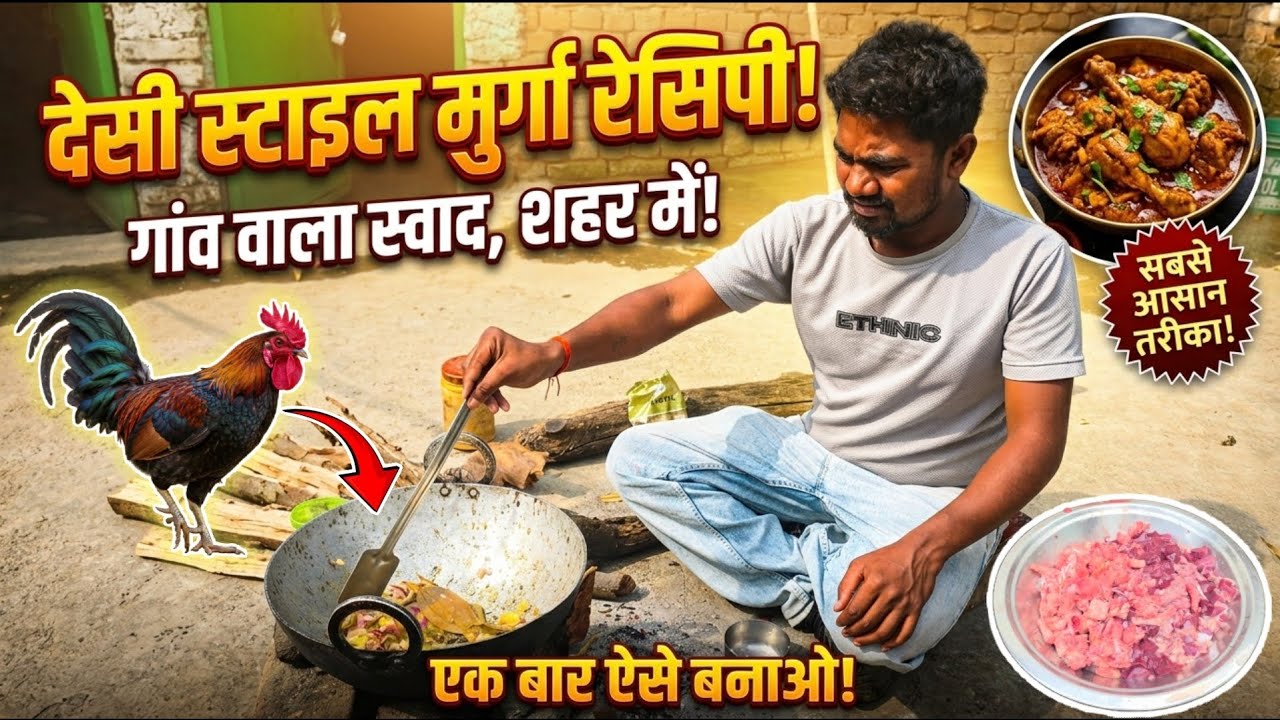  देसी मुर्गा रेसिपी/desi murga chicken curry in village style cooking/DesiChicken gravy/आसान तरीका!