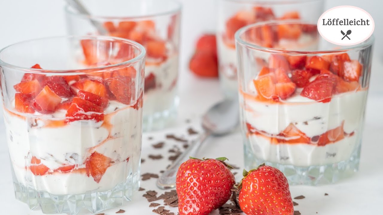Erdbeer Joghurt Schichtdessert - leichtes lockeres Dessert