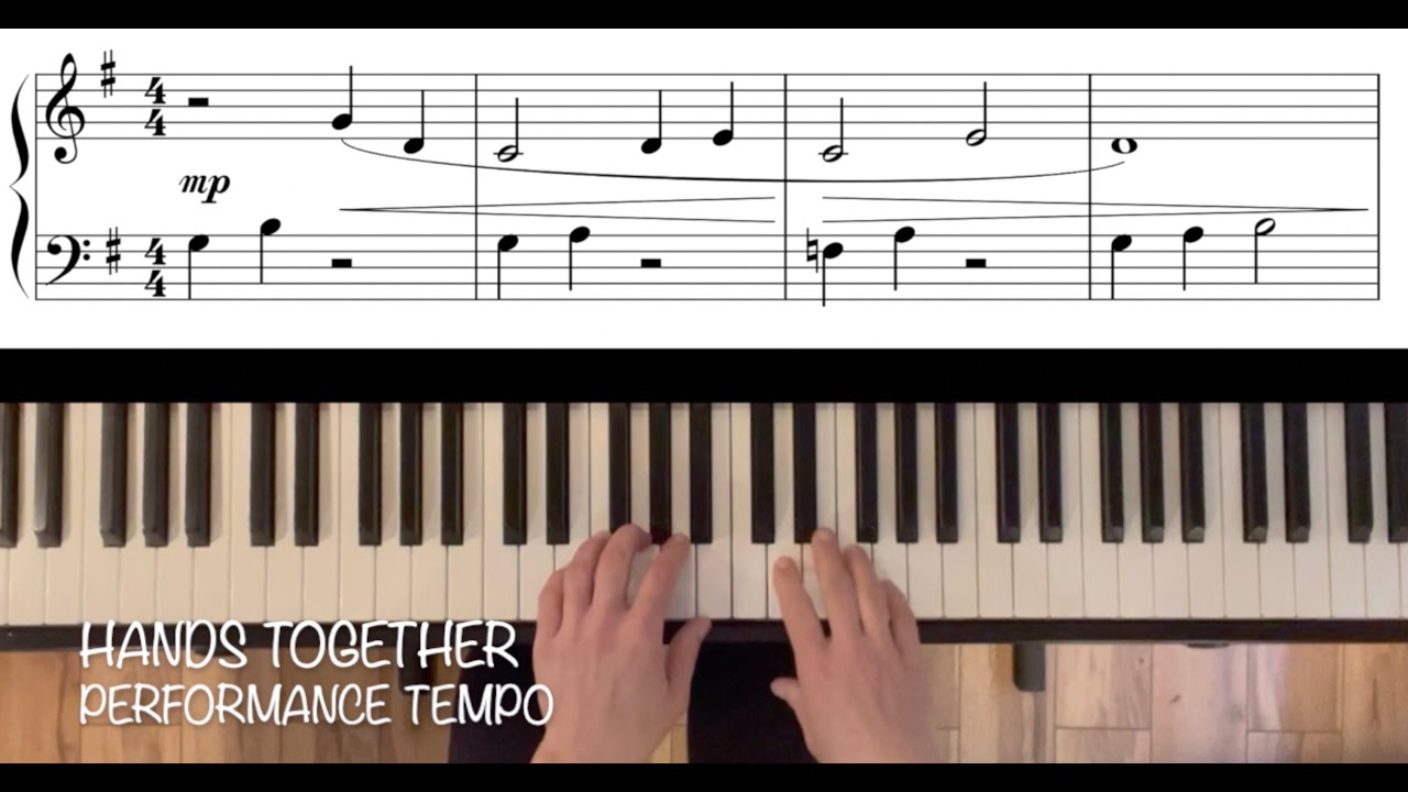 Mike Springer, Clear Mountain Sky, RCM level 1. Easy, four part piano tutorial and practice aid.