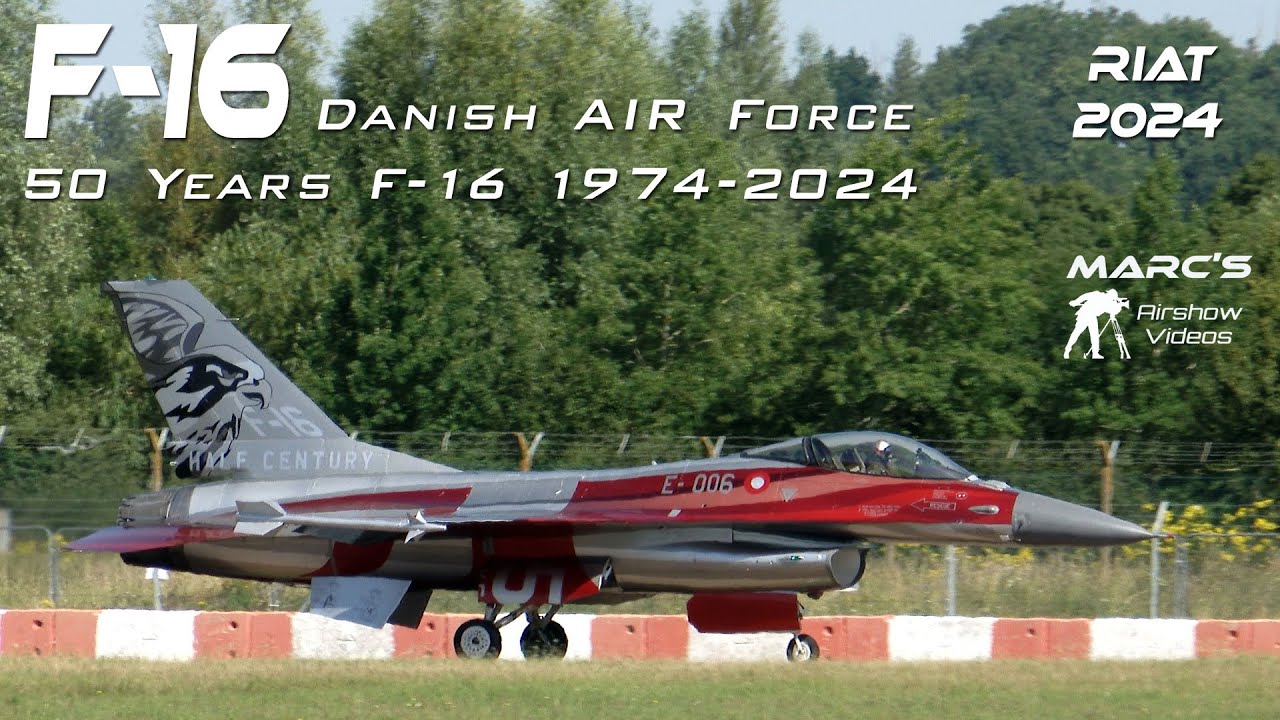RIAT2024  4Kᵁᴴᴰ RIAT 2024 F-16 Danish Air Force Tribute to 50 Years F-16 1974-2024. Airshow 2024 V2