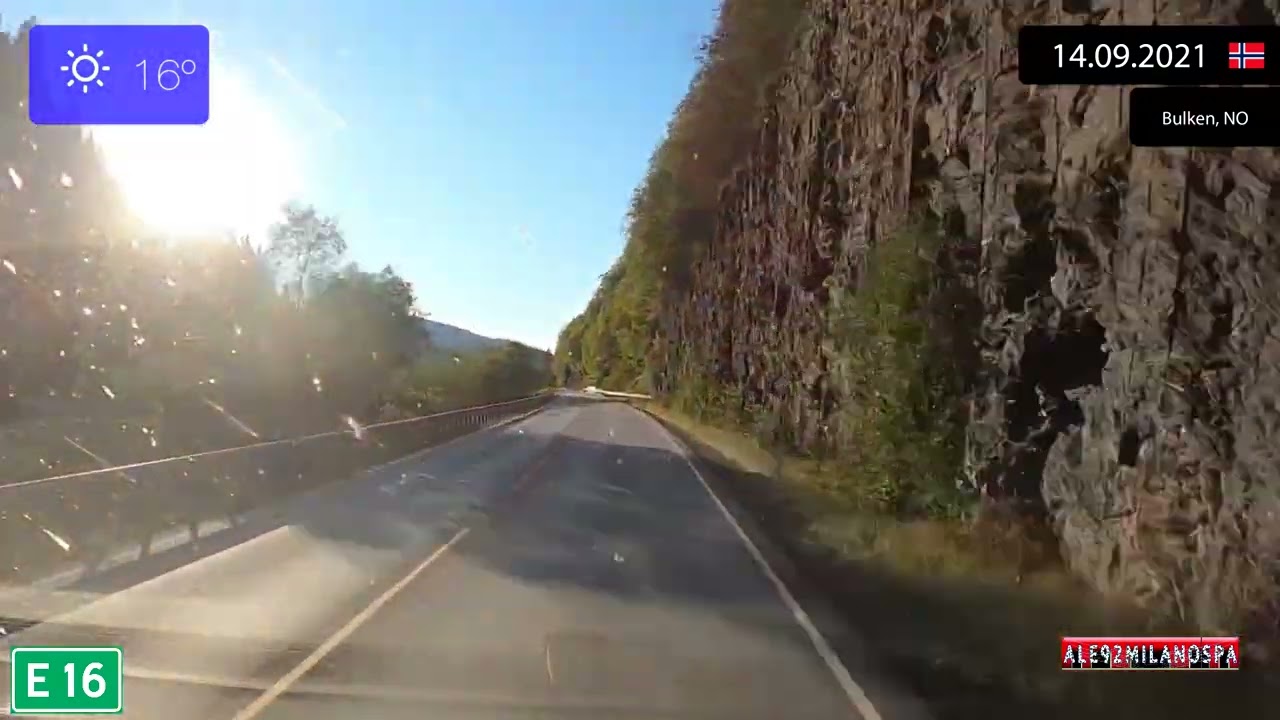 Driving through Vestland fylke (Norway) from Vossevangen to Bulken 14.09.2021 Timelapse x4