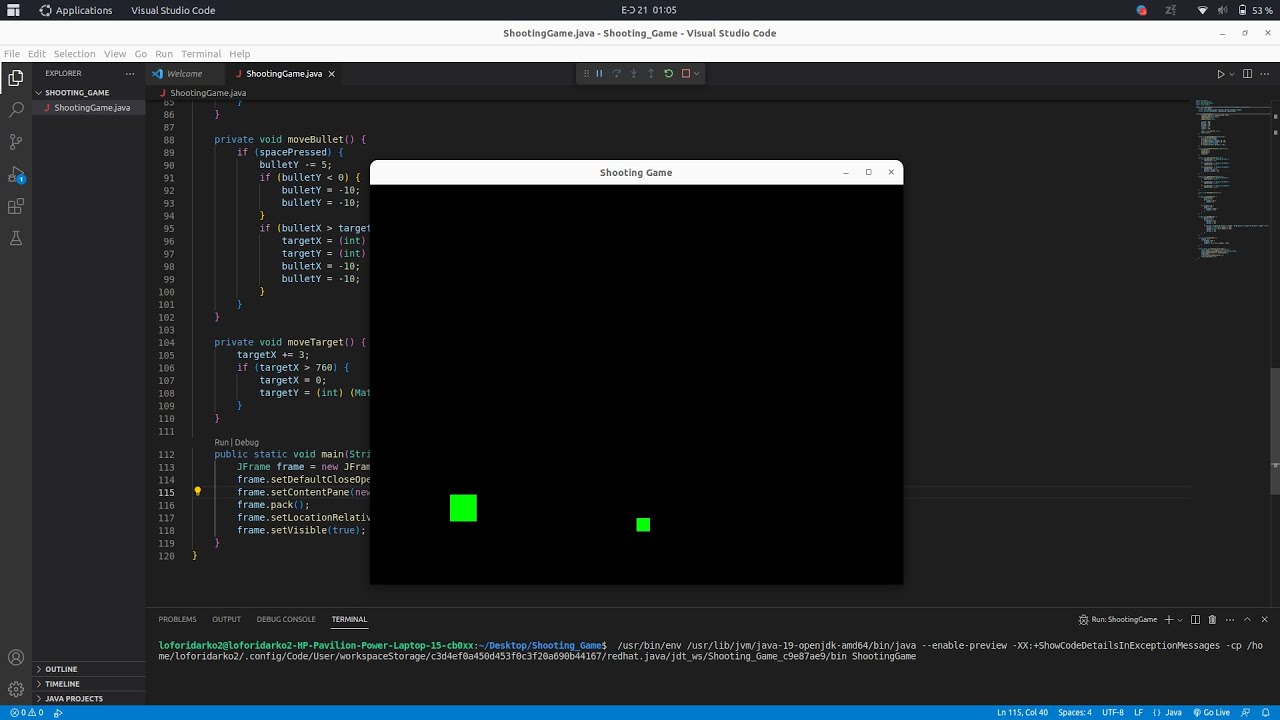 Simple Java Shooting Game