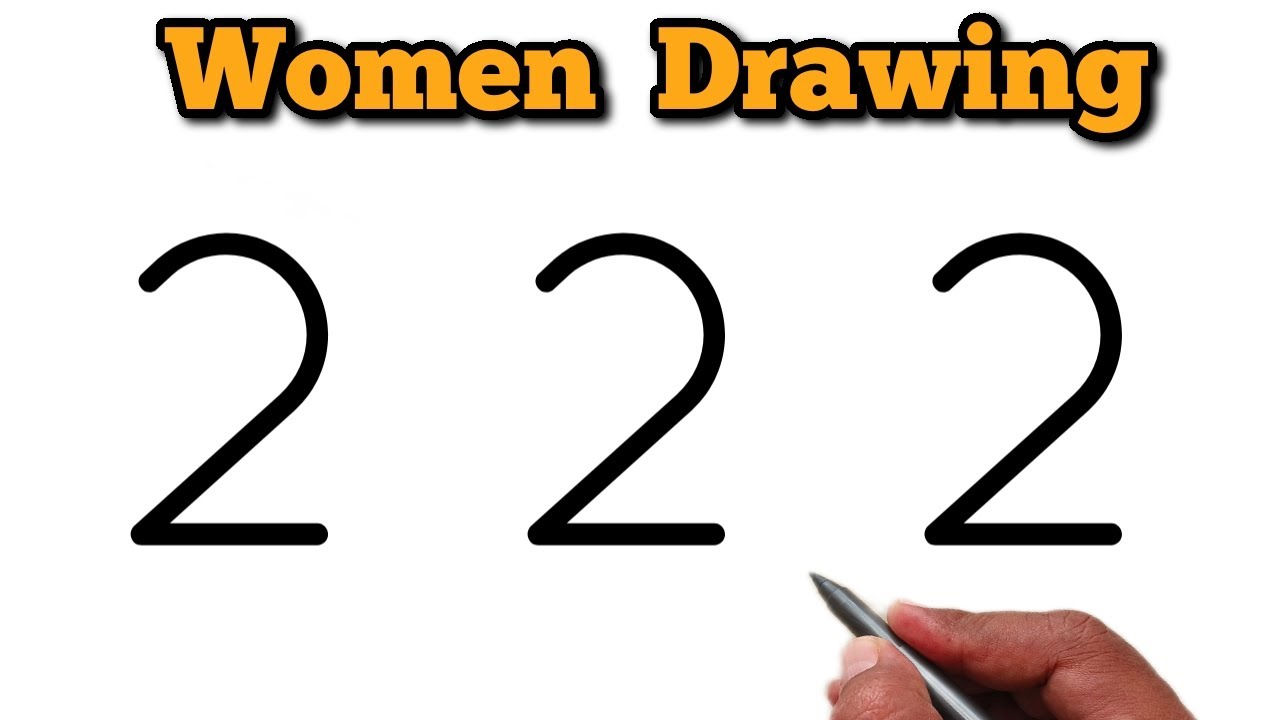 How to Draw a Woman Using Number 2 | Unique Number Art Tutorial