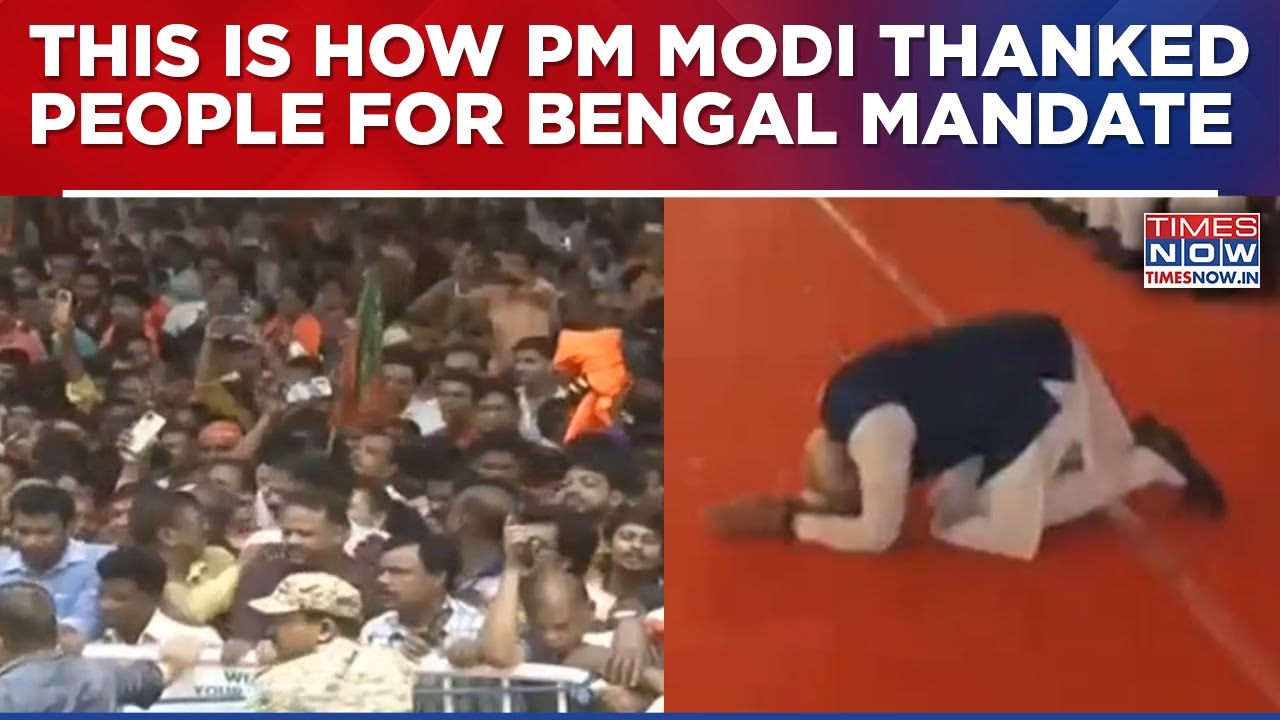 PM Modi Performs Prostration (Dandavat Pranam) On Stage To Thank People Of West Bengal
