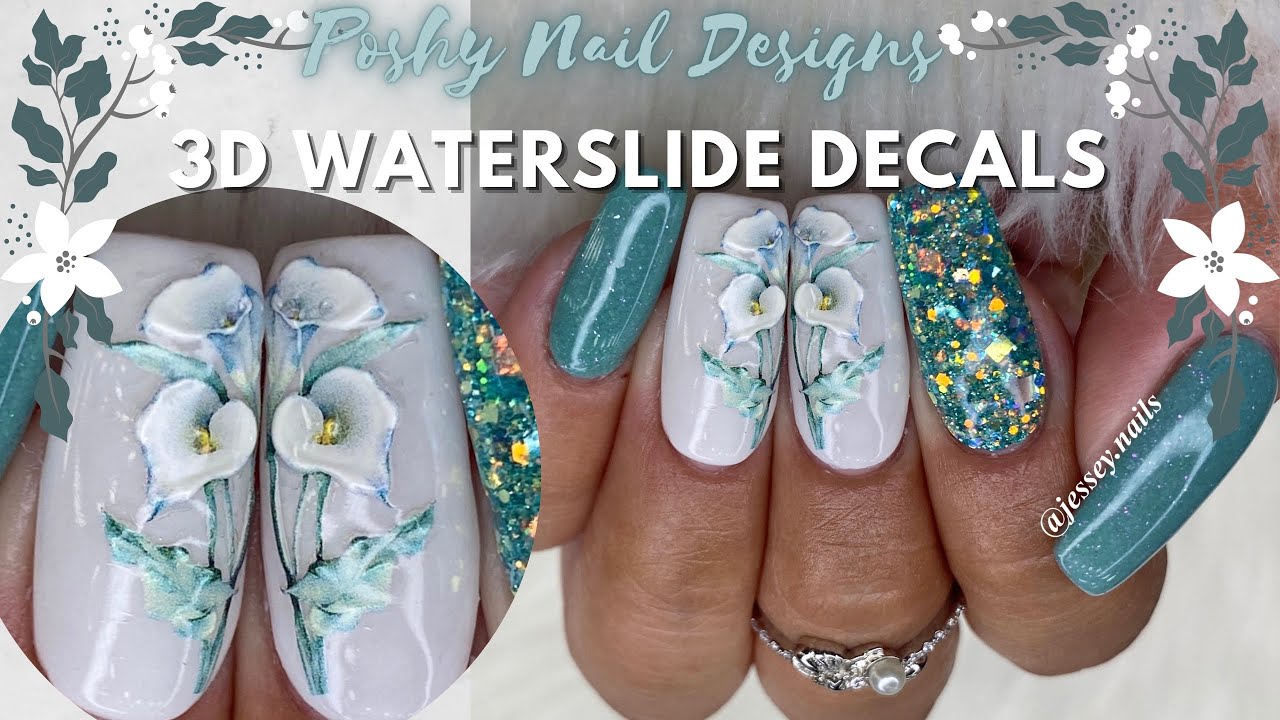 HOW TO APPLY 3D WATERSLIDE DECALS| POSHY NAIL DESIGNS