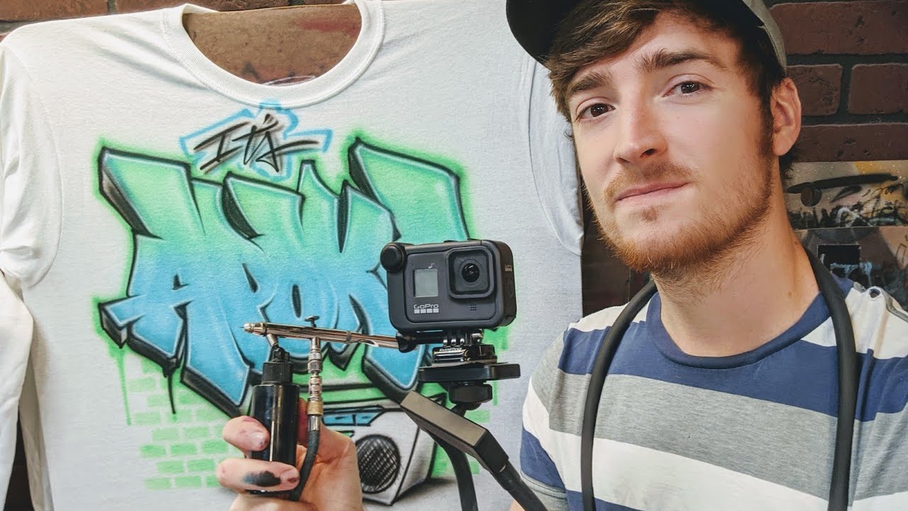 Let's Paint! How-to Airbrush T shirts - Graffiti / Calligraphy designs🎥 AC LiveStream 10/30/20