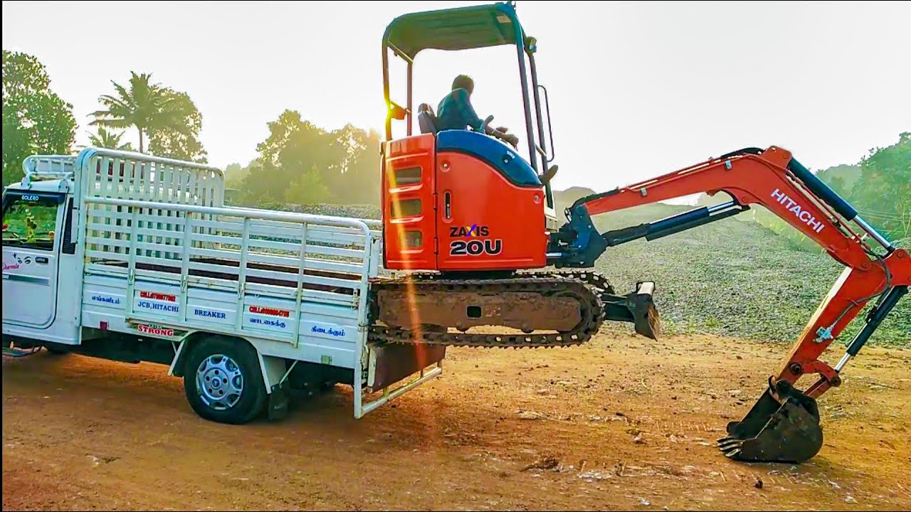 Early Morning in Mini Excavator Loading on Truck | TATA Hitachi Zaxis 20U | JcbBackhoes