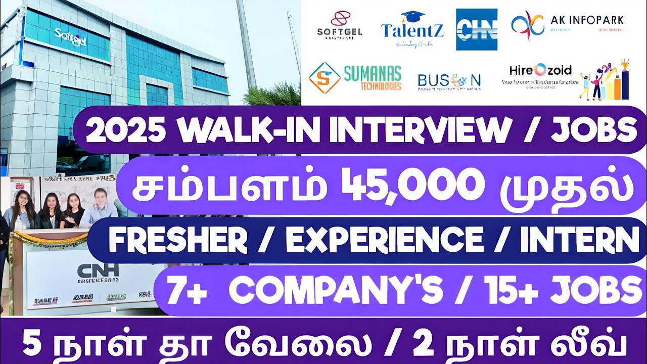 Latest IT & Non-IT Jobs for Freshers 2025 | Chennai, Coimbatore, Madurai, Bangalore | Tamil Jobs