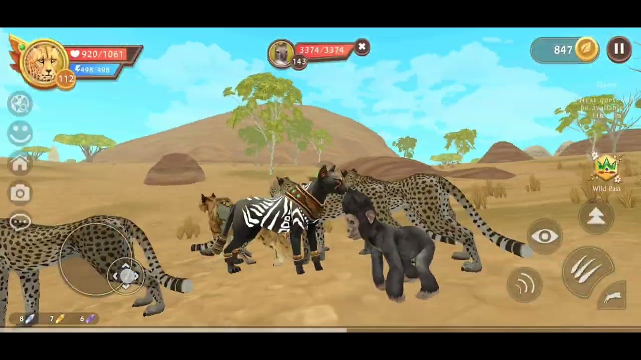 Cheetah, Crocodile, Gorilla, Lion Quests & Tasks WildCraft