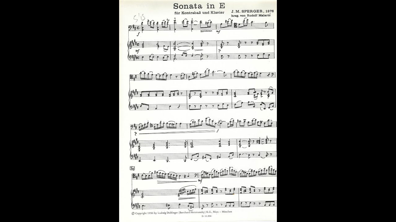 Johannes Sperger – Sonata in E-Dur (Kontrabaß & Klavier)
