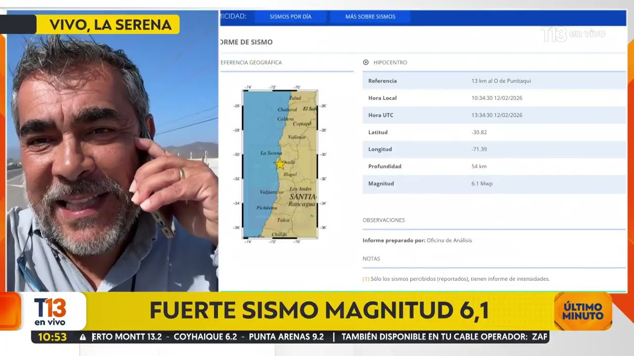 Los registros del fuerte sismo 6,1 con epicentro en Coquimbo