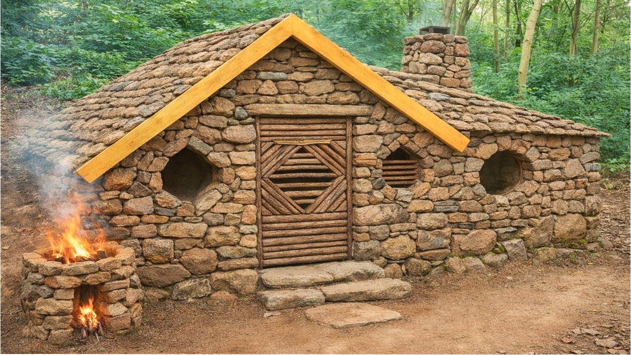 30Dasy Build House Stone Survival Real In Wild
