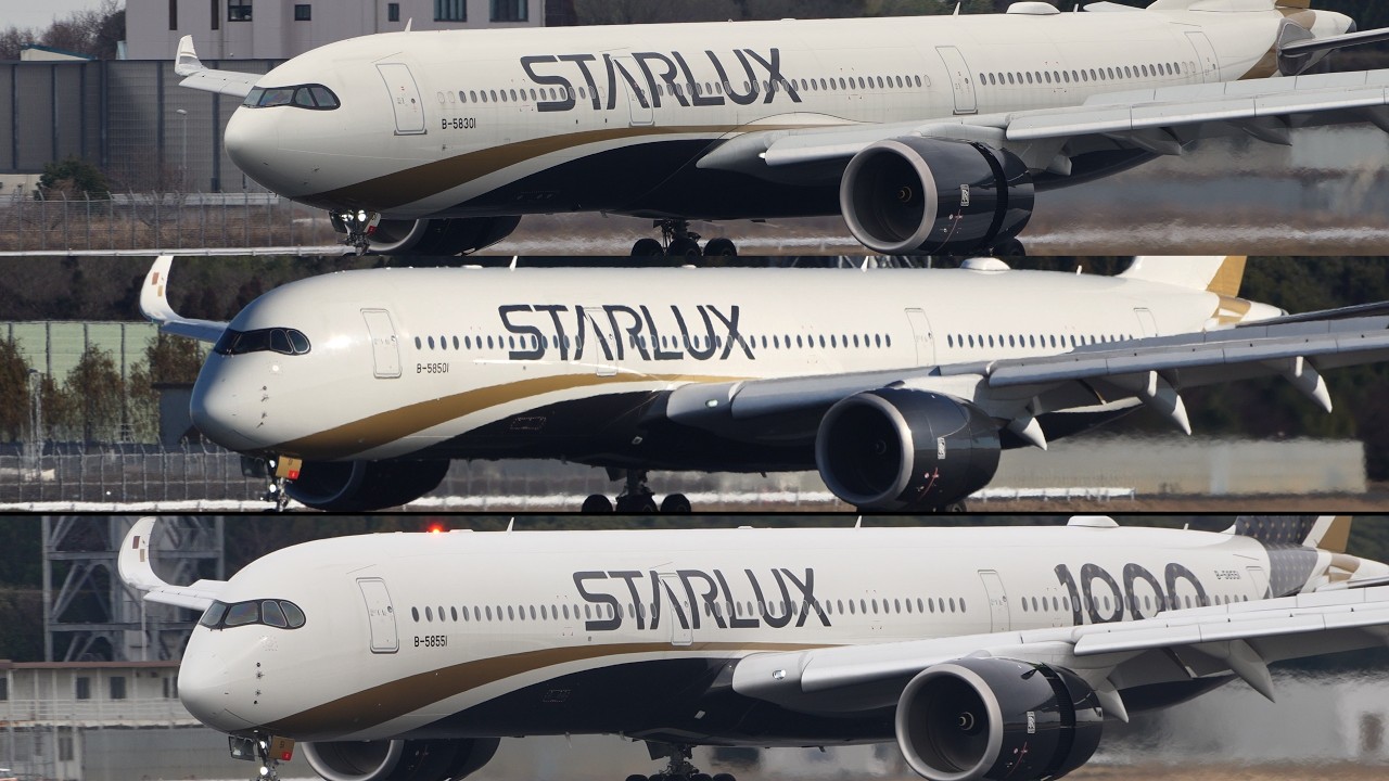 Starlux Airbus A330-900 A350-900 A350-1000 Landing at Narita 34R | B-58301 B-58501 B-58551 | NRT