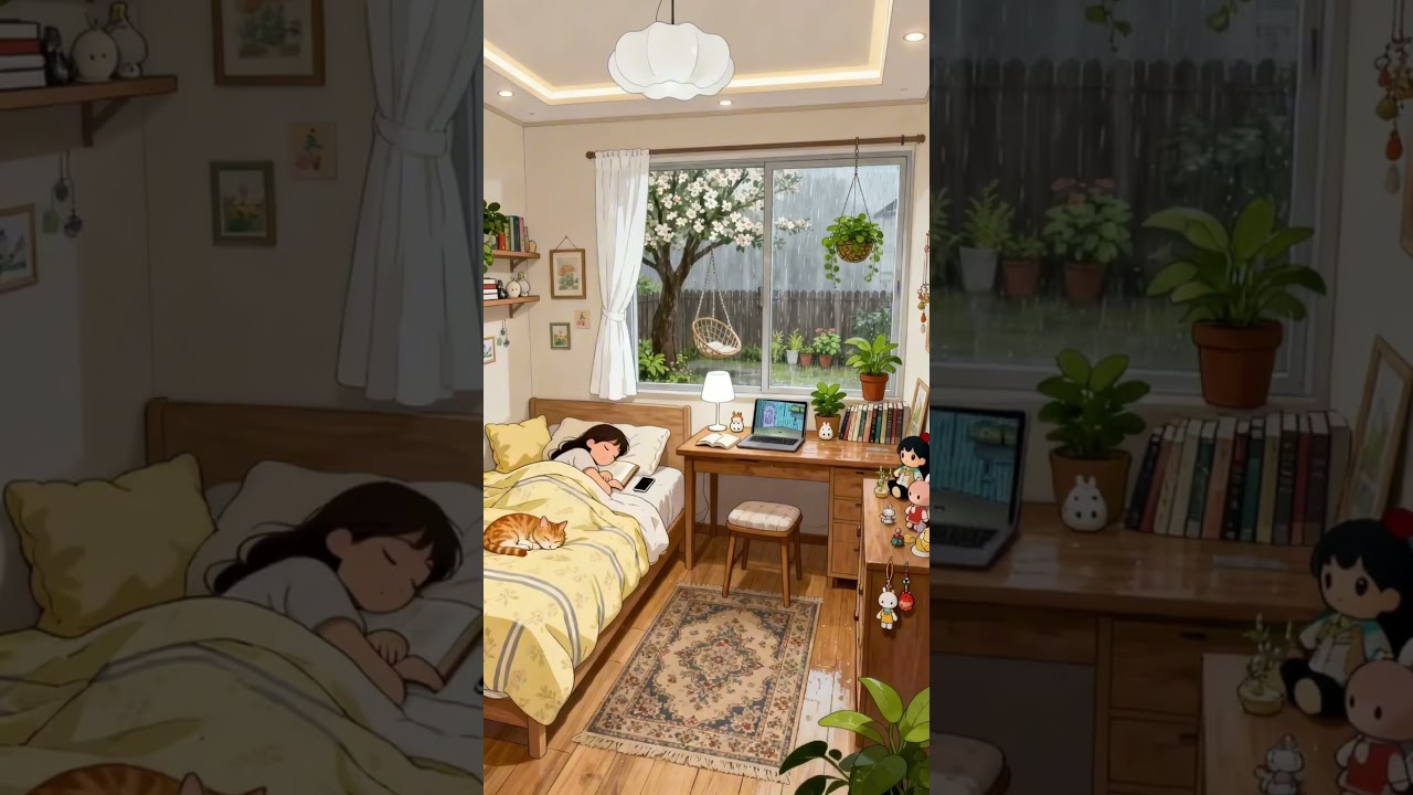 Rain on Window + Cozy Room = Instant Deep Sleep 🌧️💤 