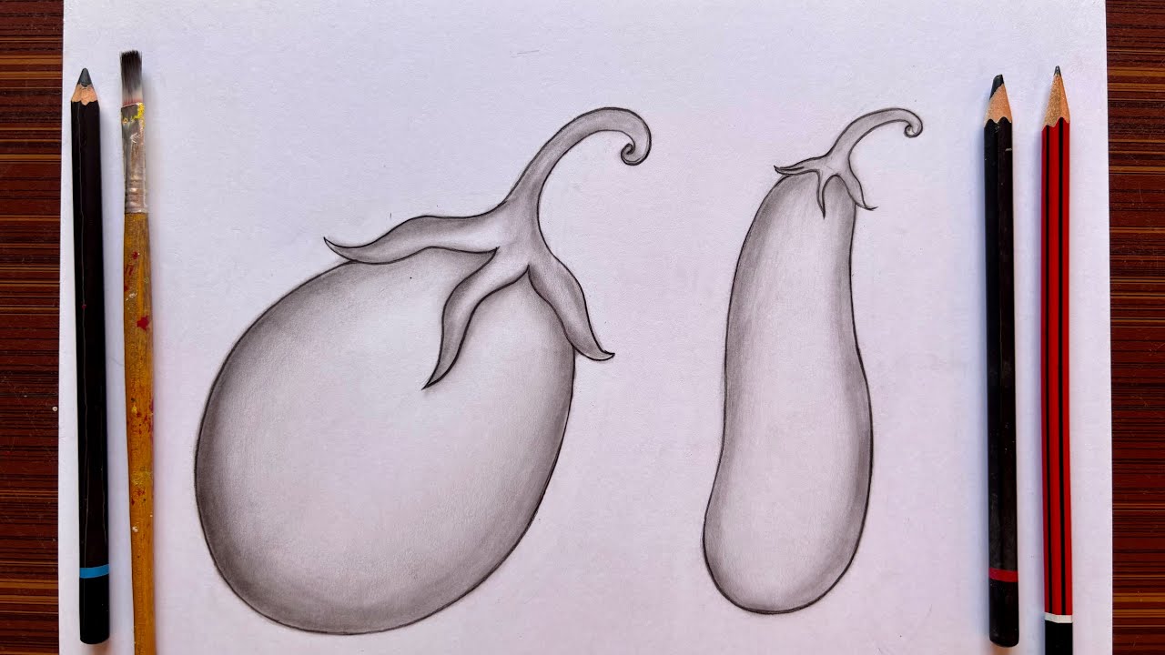 baigan ka chitra 🍆🍆 baigan ka Chitra kaise banaye how to draw Brinjal step by step easy way